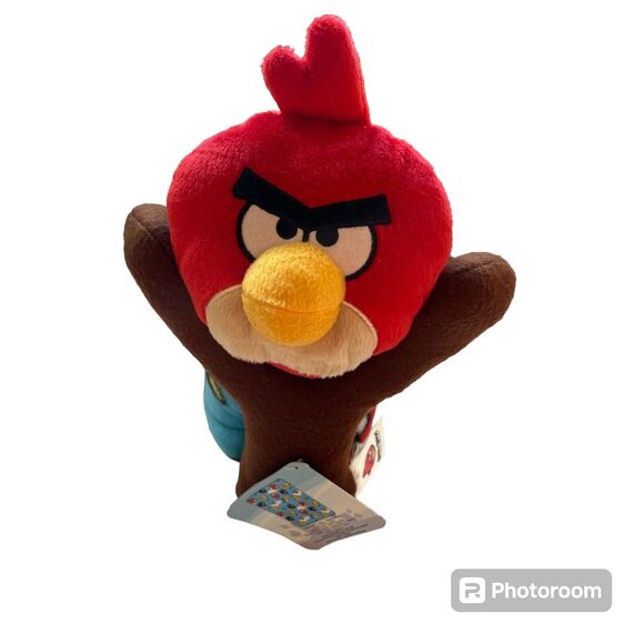 Angry Birds Red Bird On Slingshot Plush Stuffed Animal 10.5” & Attached Throw - Picture 2 of 9